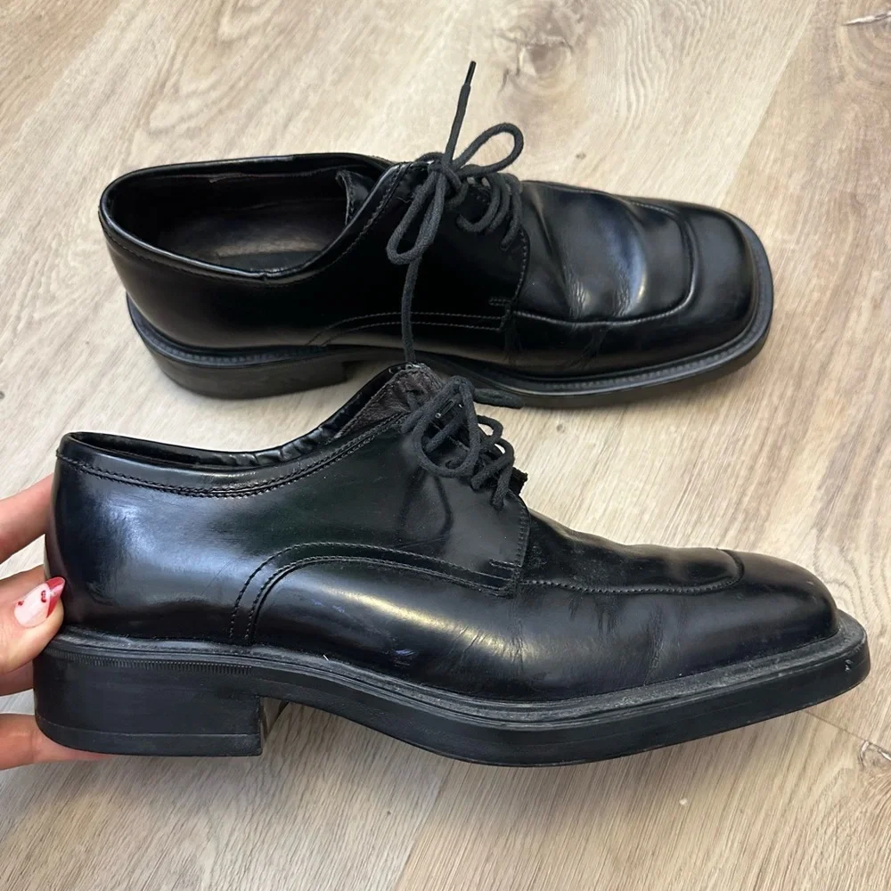 Kenneth Cole New York Black Leather Square Toe Oxford Loafers